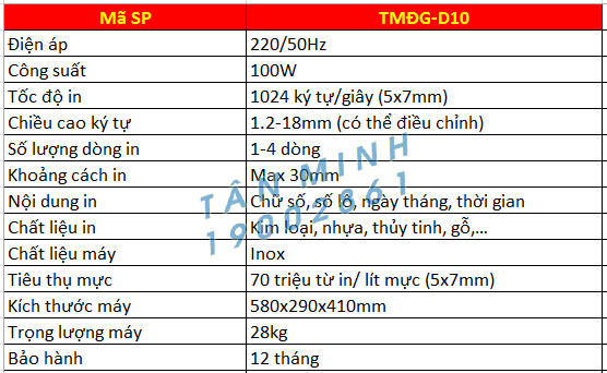 MÁY IN PHUN TÂN MINH TMĐG-D10