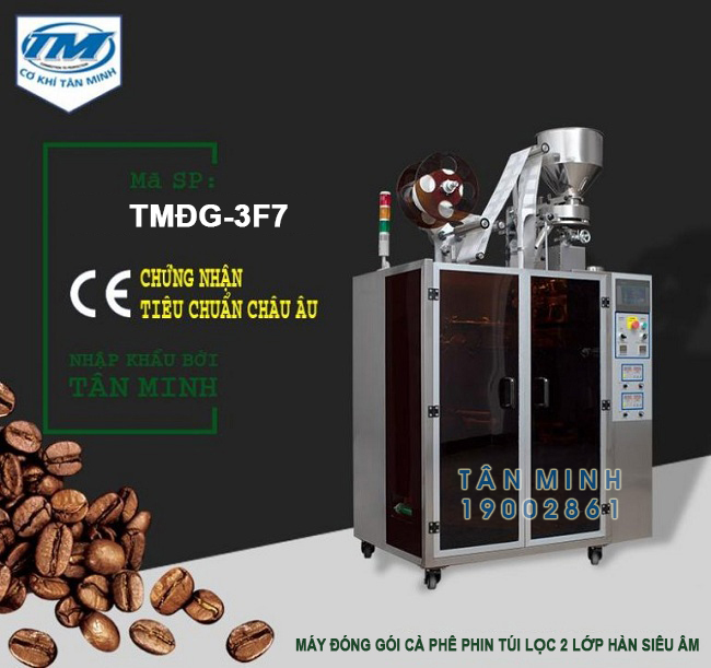 Máy đóng gói cà phê phin túi lọc 2 lớp hàn siêu âm TMĐG-3F7